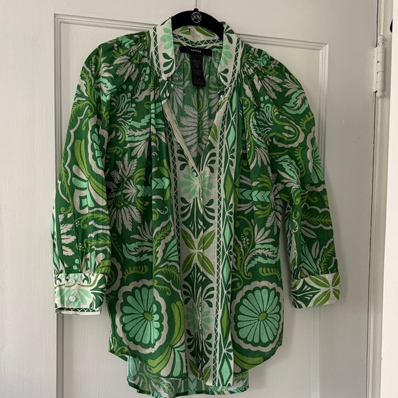 Smythe Tops - Smythe Green Patterned Blouse